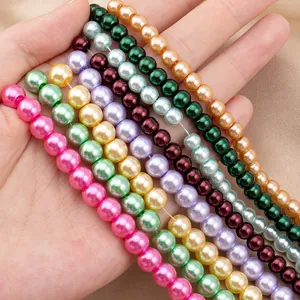Colorful glass imitation pearl beads loose round beads for DIY handmade jewelry making accessories.