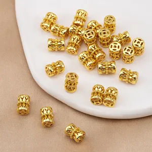 Gold hollow drum beads DIY spacer beads loose beads for bracelet necklace jewelry making