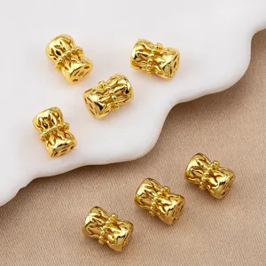 Gold hollow drum metal beads copper spacer beads for DIY jewelry making necklaces
