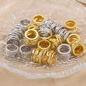 Micro-pave cubic zirconia barrel beads for DIY bracelet jewelry making detail view