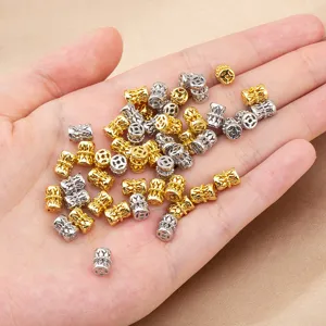 Copper hollow drum beads DIY spacer charm loose beads for bracelet necklace jewelry making accessories