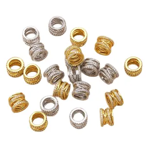Copper micro-paved cubic zirconia barrel beads DIY bracelet necklace jewelry accessories