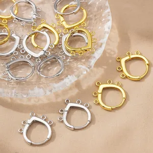 Componentes de pendientes de gota con múltiples anillas, accesorios de joyería DIY, oro y plata.