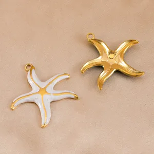 Colgante de estrella de mar de acero inoxidable, accesorio de joyería DIY, detalles finos.