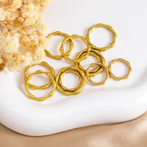 Anello Aperto in Bambù in Acciaio Inossidabile Accessorio Connettore per Gioielli Geometrico Colore Oro e Acciaio