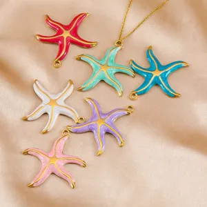 Colgante de estrella de mar de esmalte de acero inoxidable, accesorio detalle.