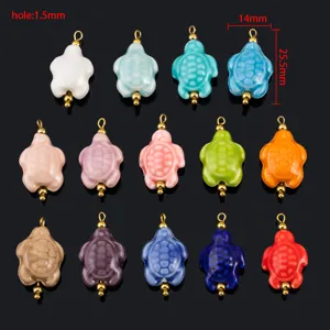Ceramic turtle pendant stainless steel gold plated DIY jewelry making accessories