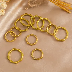 Anelli di bambu chiusi in acciaio inossidabile per gioielli fai da te, connettori dorati.