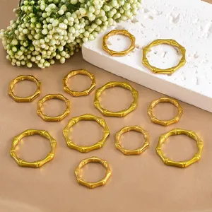 Connettori per anelli in bambù acciaio inox, anelli chiusi dorati fai da te per gioielli.