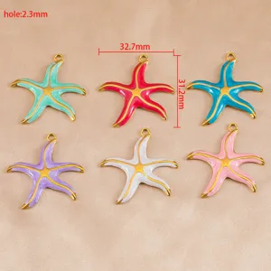 Colgantes de Estrella de Mar Esmalte Acero Inoxidable DIY Joyería Animales Mar