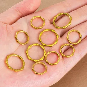 Anelli in acciaio inossidabile forma di bambù anelli aperti dorati per creare gioielli
