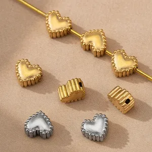 Perina Distanziatrice a Cuore in Acciaio Inossidabile Con Bordo in Pizzo DIY Ciondolo per Bracciali Componente per Gioielli
