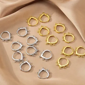 Accesorios de joyería DIY, fornituras de pendientes de lágrima chapados en oro y plata.