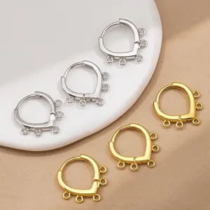 Base de pendientes de gota de agua chapada en oro multi-agujero accesorios de joyería hechos a mano