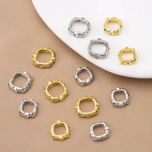 Copper square bead connectors for DIY jewelry making, gold and silver vintage charm findings.