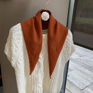 Korean style soft knit triangular scarf for women, cozy autumn versatile warm neck shawl.