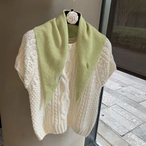Korean soft knit triangular small scarf for women, cozy autumn versatile neck warmer shawl.