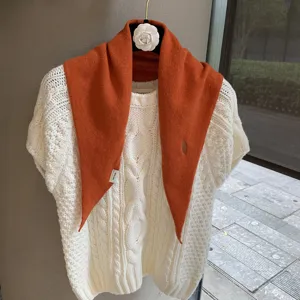 Korean style soft knit triangular scarf, autumn versatile chic shawl, cozy neck guard for women.