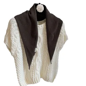 Korean soft knit triangle scarf for women, cozy chic autumn winter neck warmer shawl