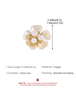 Flower collar brooch detail showing size and material specs for women fashion shirts.