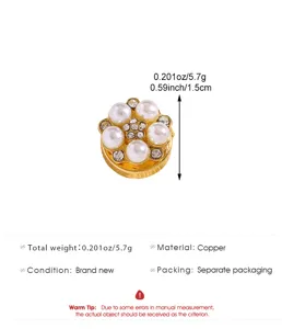 Exquisite pearl floral collar pin and shirt button accessory, elegant design for versatile outfits.