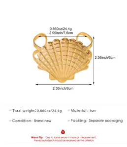 Gold seashell open arm cuff beach vacation bracelet metal adjustable upper arm jewelry