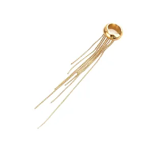 Goldene Lange Quaste Ohrklammer Kette Ohne Piercing Edelstah C-Hoop Stilvolle Ohrringe