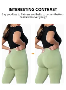 Damen hohe Taille Po Heber Formbekleidung Leggings Detail zeigt Bauchkontrolle Kurven.