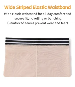 Atmungsaktive Mesh-Formwäsche Bauchweg-Slip mit breitem gestreiftem Gummibund für hohen Komfort.