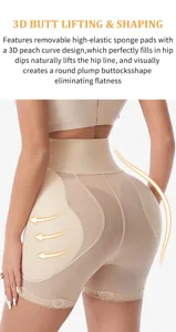 High waist shapewear with removable 3D sponge pads for women butt lifting and tummy control.