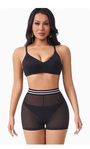 Damen hohe Taille atmungsaktive Mesh Shapewear Shorts für Bauchkontrolle und Gesäß.