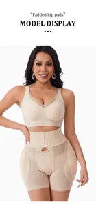 High waist hip padded shapewear set for women, breathable tummy control body shaper shorts.