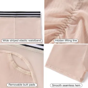 Damen atmungsaktive Mesh-Formwäsche mit herausnehmbaren Po-Pads und elastischem Bund.