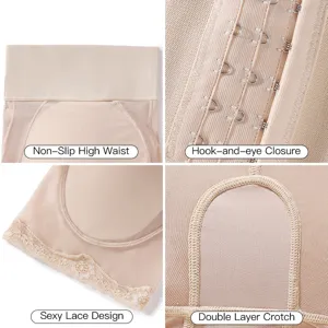 Women high waist tummy control shapewear breathable body shaper with lace briefs underwear