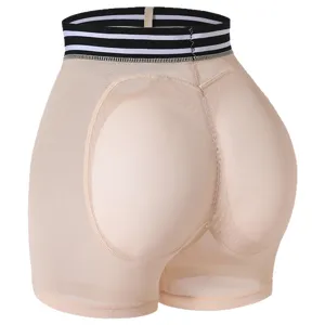 Damen Nude Mesh Gepolsterte Po Heber Formbekleidung Hohe Taille Bauchkontrolle Shorts