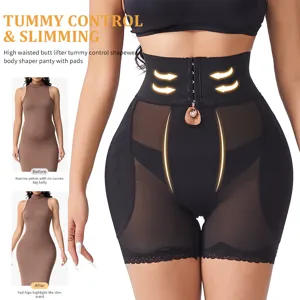 High waisted tummy control shapewear butt lifter panty breathable body shaper with pads.