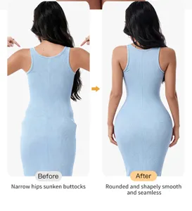 Culote gaine sculptante sans coutures femme taille haute rembourree push up bleu