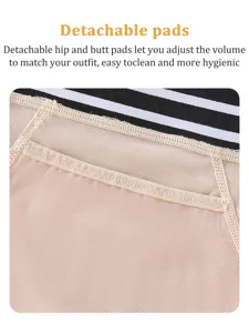 Vue détaillée de la lingerie gainante respirante avec ceinture élastique rayée et poche.