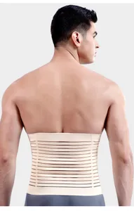 Men's breathable waist trainer belt for abdominal support, postpartum shaping and fitness workout use.
