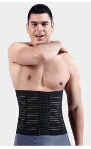 Men's breathable waist trainer detail, designed for core support, fitness, and body shaping.