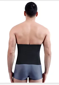 Men fitness waist trainer belt breathable black high waist tummy control shapewear back