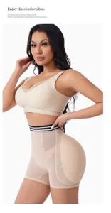 Vue détaillée de l'ensemble gaine nude et soutien-gorge, taille haute et effet push-up.