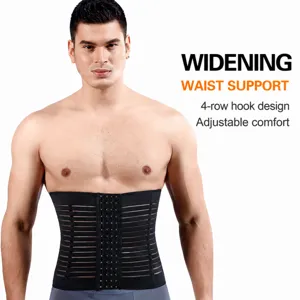 Men's Waist Trainer Breathable Mesh Belly Control Belt Steel Boned Body Shaper Sports Fitness Sweat Waist Cincher Girdle