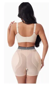Vue détaillée de la gaine fessière rembourrée, culte taille haute ventre plat femme.