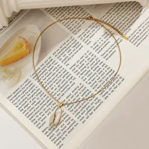 Collier élégant en acier inoxydable avec pendentif perle pour femmes bijoux or chic