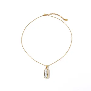 Collier en or en acier inoxydable avec pendentif irrégulier unique, chaîne réglable.