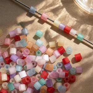 Colorful glass tube seed beads for DIY handmade bracelets necklaces jewelry making details.
