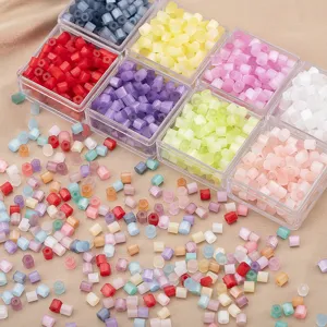 Colorful frosted tube beads set for DIY handmade bracelets, necklaces jewelry making supply.