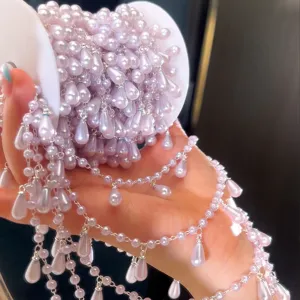 Parel druppelketting DIY accessoire, kunstparel kwastketting voor handgemaakte haaritem decoratie.