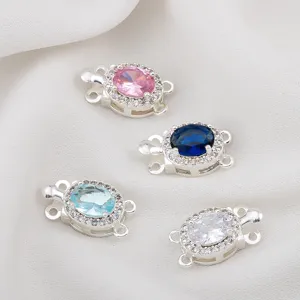 Accessori per la creazione di gioielli braccialetto DIY, connettori con strass ovali.